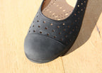 Ballerines ajourées en cuir bleu Artik