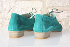 Derby coloré en cuir velours vert menthe Claudy