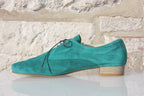 Derby coloré en cuir velours vert menthe Claudy