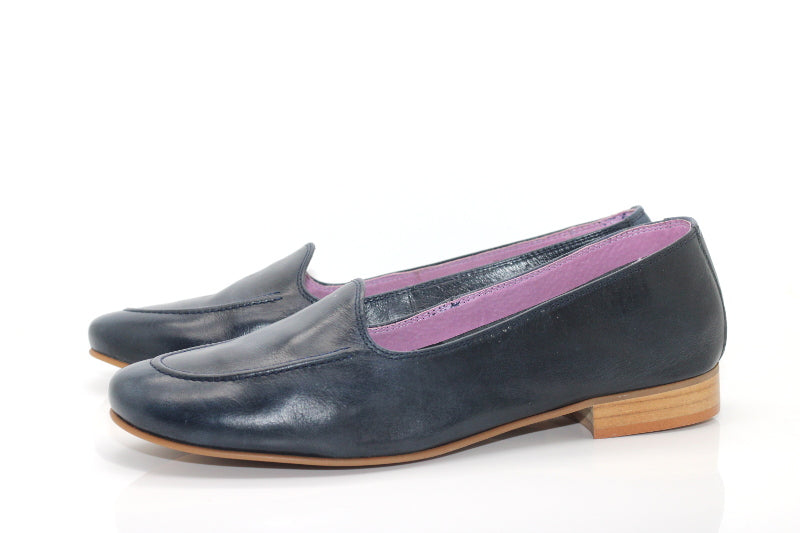 Mocassins en cuir souple bleu marine Cassis