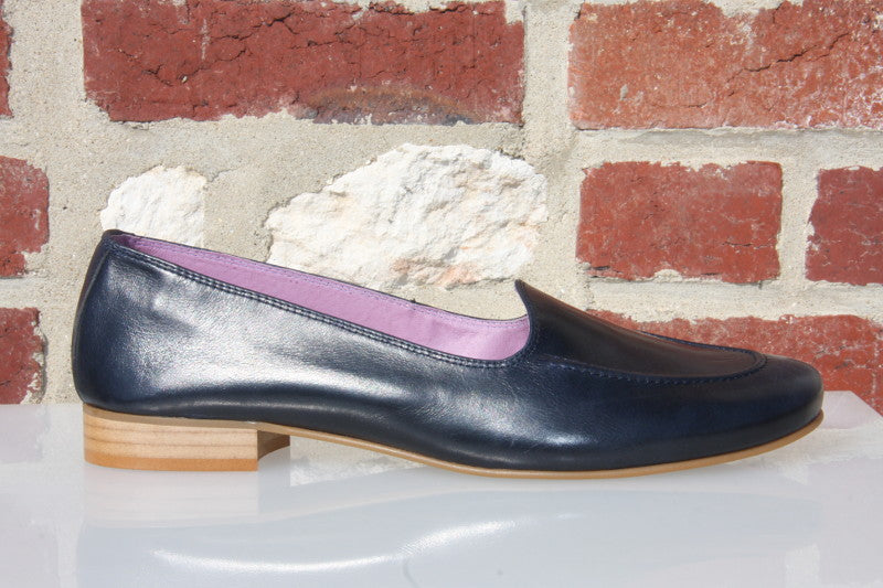 Mocassins en cuir souple bleu marine Cassis