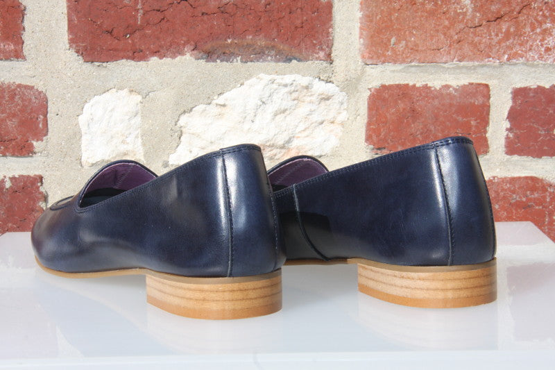 Mocassins en cuir souple bleu marine Cassis
