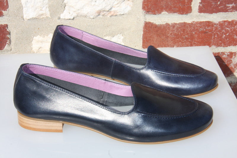 Mocassins en cuir souple bleu marine Cassis