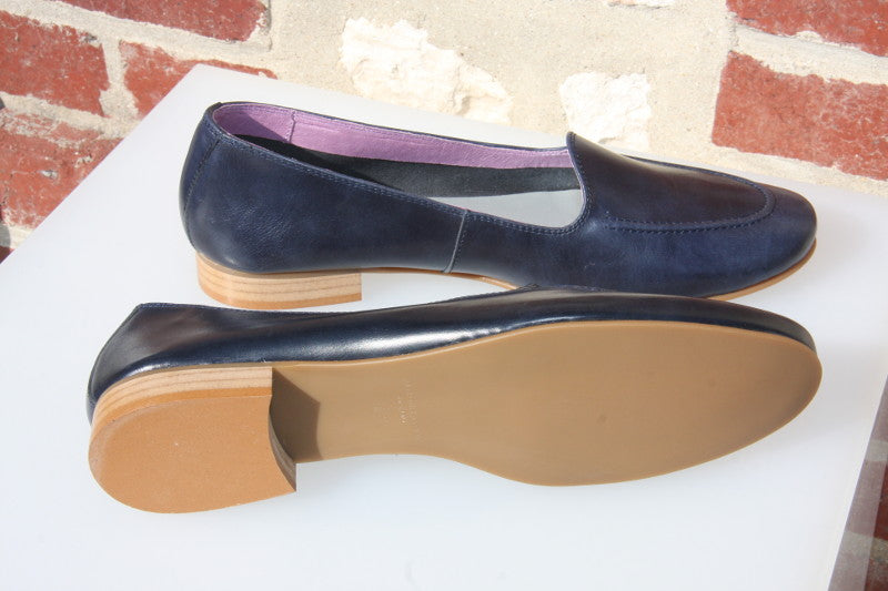Mocassins en cuir souple bleu marine Cassis