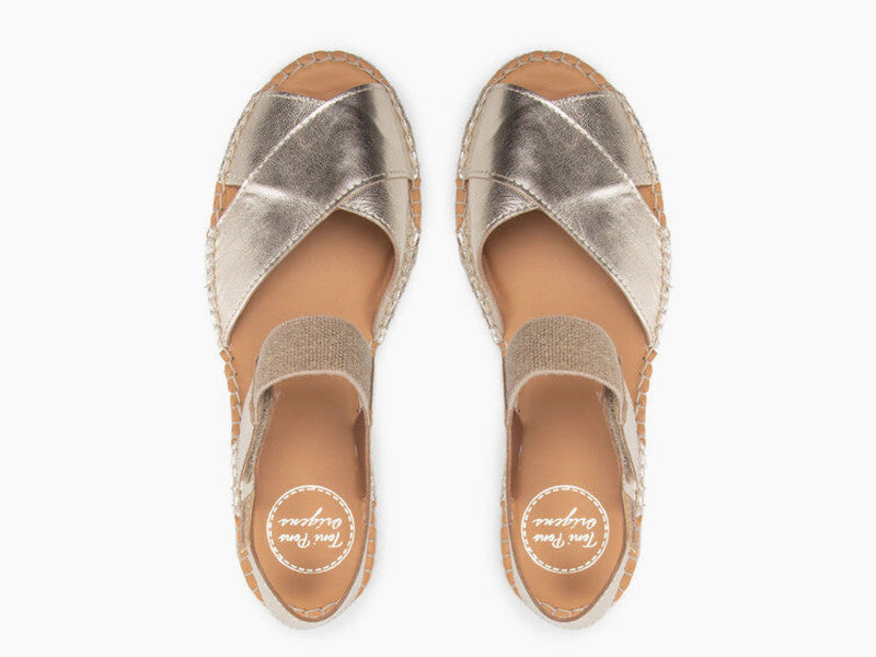 Espadrilles Emily en cuir brillant or