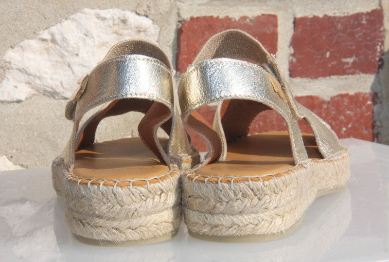 Espadrilles Emily en cuir brillant or