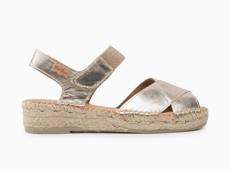 Espadrilles Emily en cuir brillant or