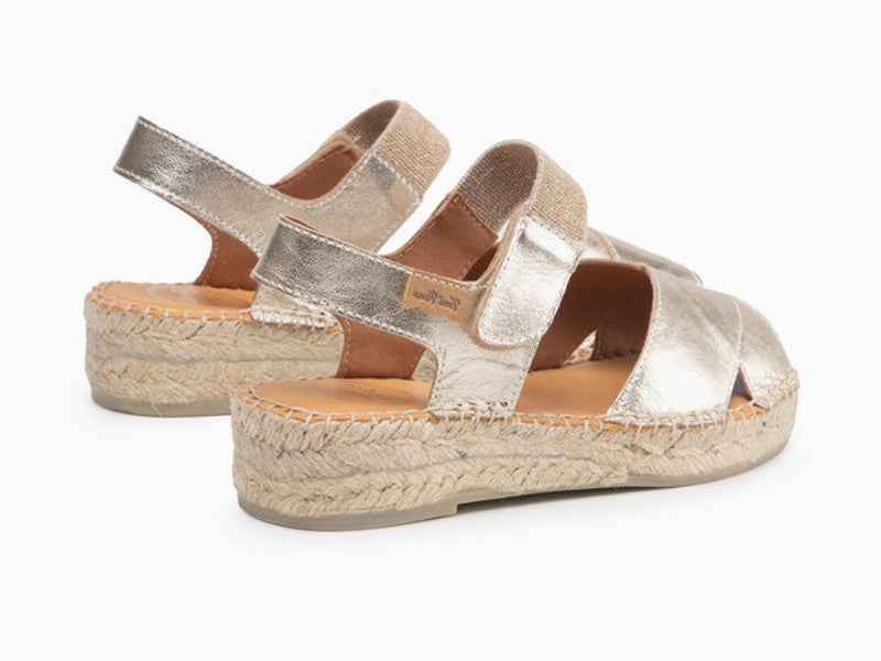 Espadrilles Emily en cuir brillant or