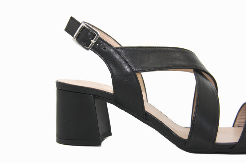 Sandales à talon en cuir noir Ciao