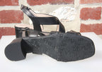Sandales à talon en cuir noir Ciao