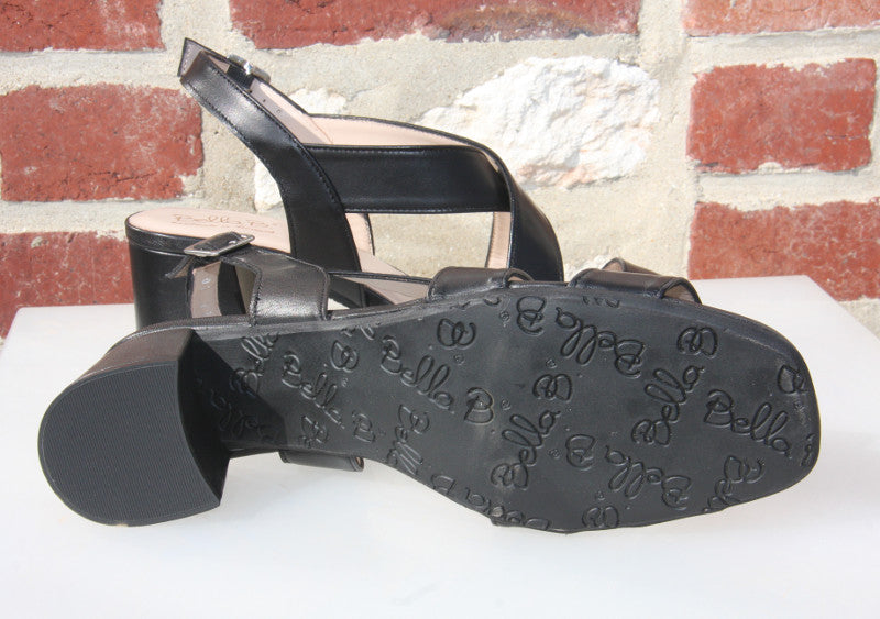 Sandales à talon en cuir noir Ciao