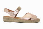Espadrilles compensées petit talon en cuir brillant Emily
