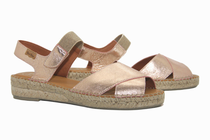 Espadrilles compensées petit talon en cuir brillant Emily