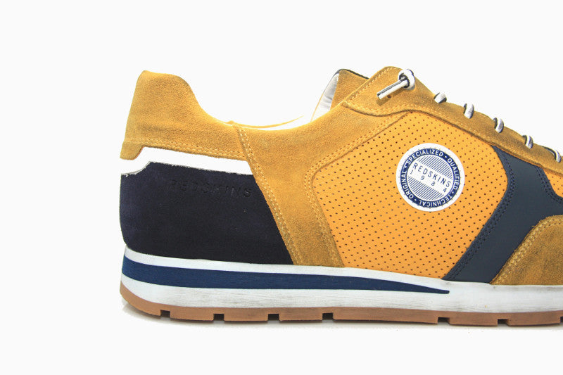 Baskets en cuir Stitch jaune et marine