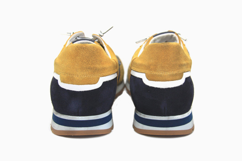 Baskets en cuir Stitch jaune et marine