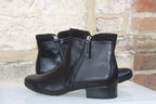 Boots petit talon en cuir noir Marina