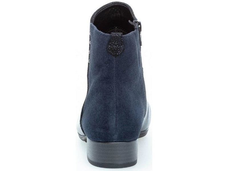 Bottines petit talon en cuir et velours bleu Kpriss