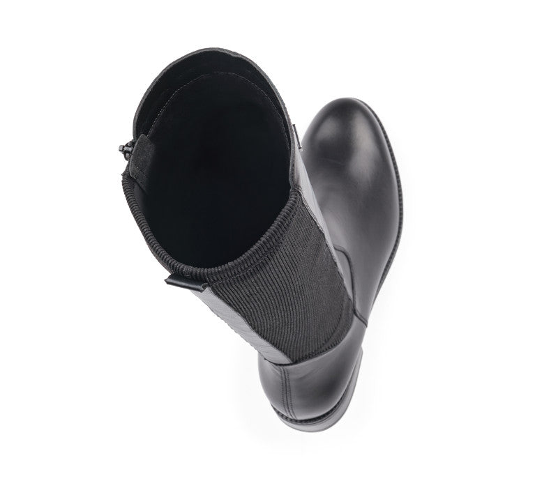 Bottes en cuir noir avec stretch Balzac