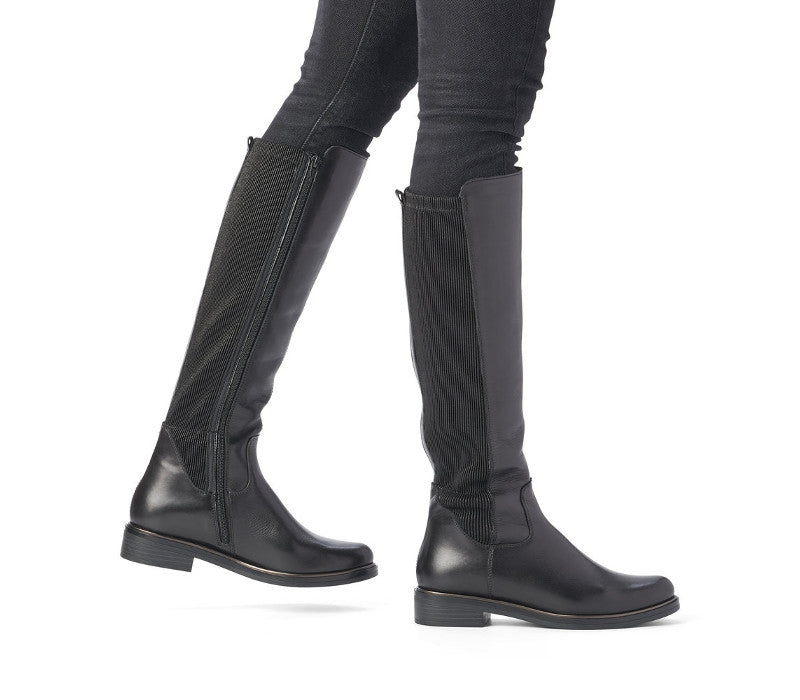 Bottes en cuir noir avec stretch Balzac