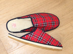 Mules en laine naturelle écossais rouge British