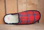 Mules en laine naturelle écossais rouge British