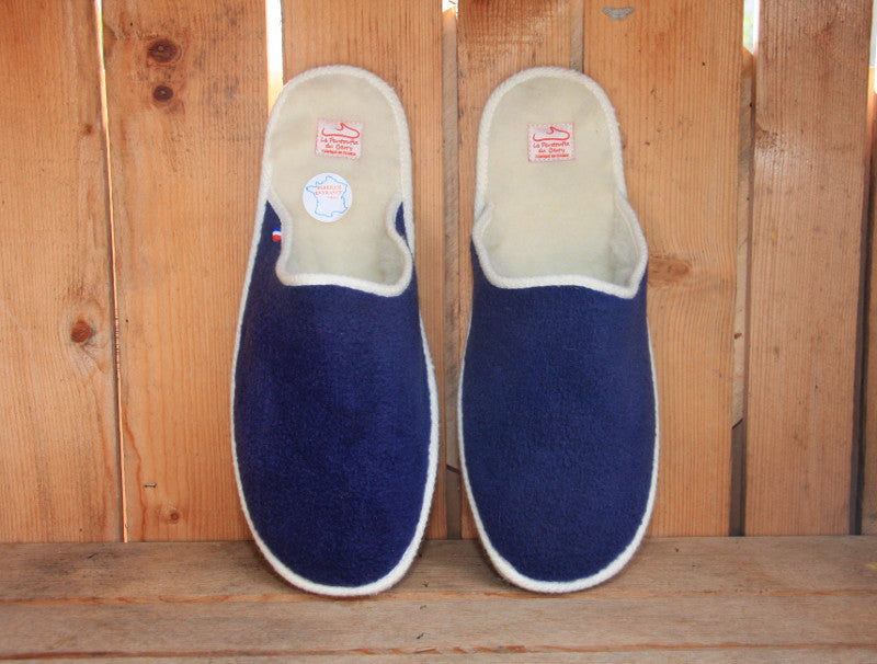 Mules en laine bleu marine Cocooning