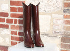 Bottes à talon en cuir marron brun Paprika