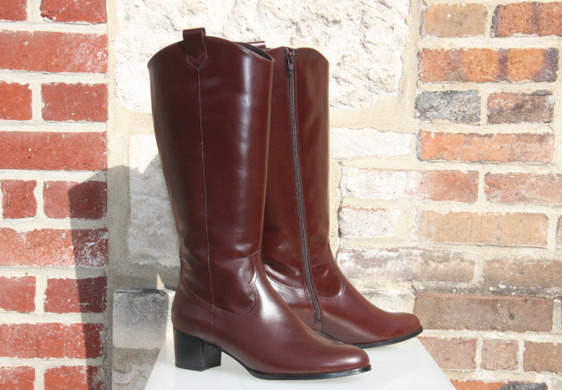 Bottes à talon en cuir marron brun Paprika
