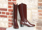 Bottes à talon en cuir marron brun Paprika