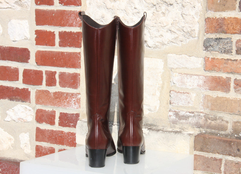 Bottes à talon en cuir marron brun Paprika