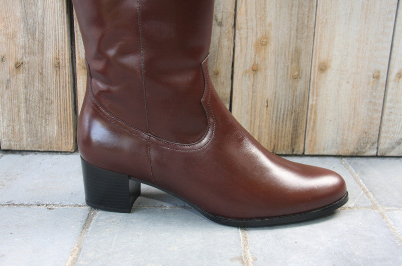 Bottes à talon en cuir marron brun Paprika