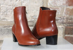 Bottines en cuir camel à talon moyen Dune