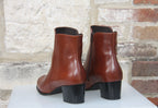Bottines en cuir camel à talon moyen Dune