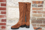 Bottes cognac en velours stretch Panama