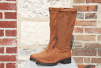 Bottes cognac en velours stretch Panama