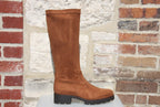 Bottes cognac en velours stretch Panama