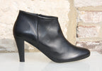 Low-boots à talon fin en cuir noir Moon