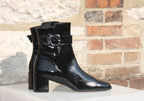 Bottines vernies en cuir noir Retro
