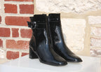 Bottines vernies en cuir noir Retro