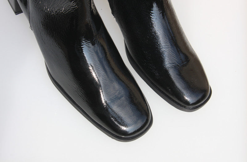 Bottines vernies en cuir noir Retro