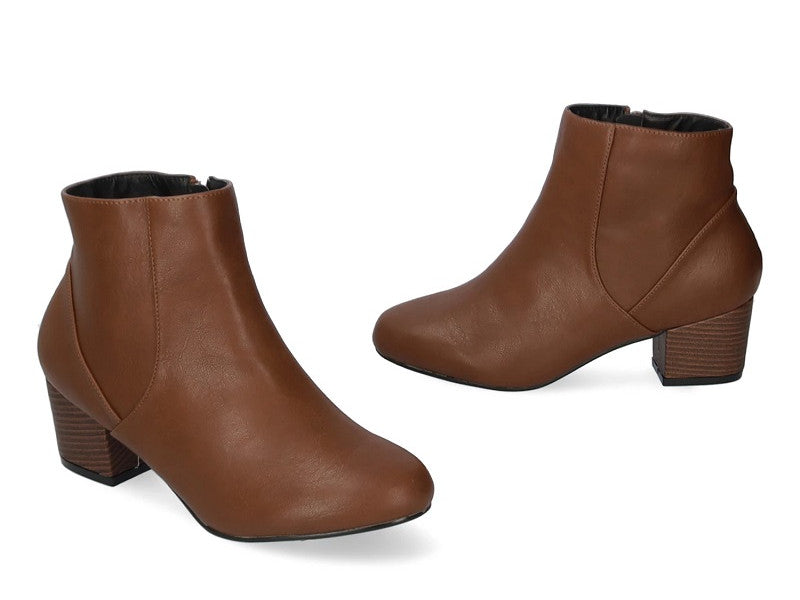 Bottines à talon en soft marron Noisette