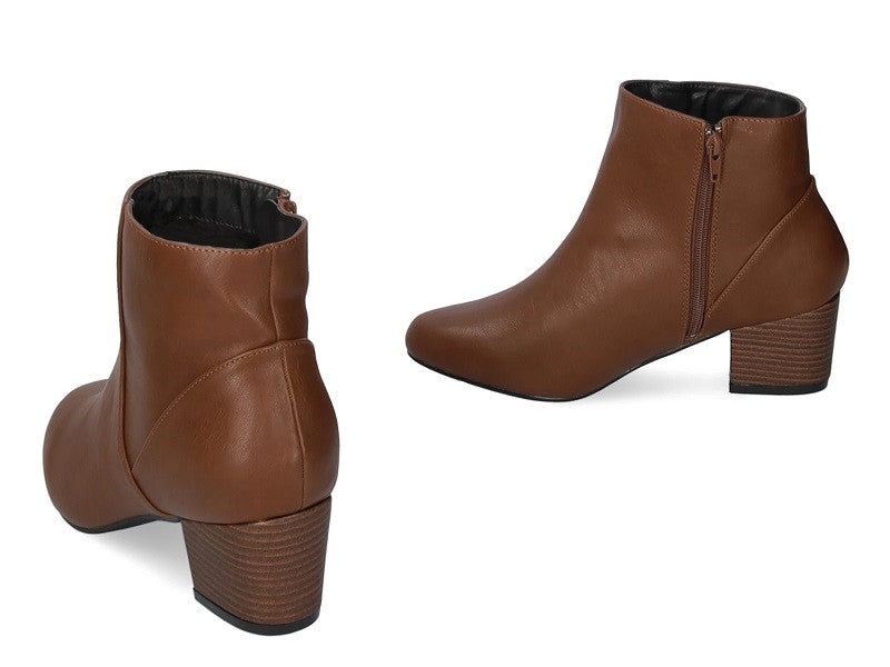 Bottines à talon en soft marron Noisette