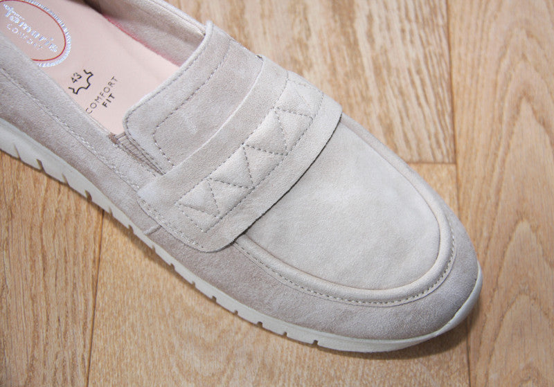 Mocassins compensés en cuir velours beige Nomade