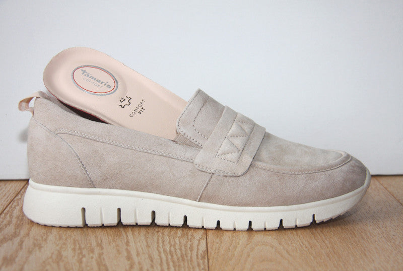 Mocassins compensés en cuir velours beige Nomade