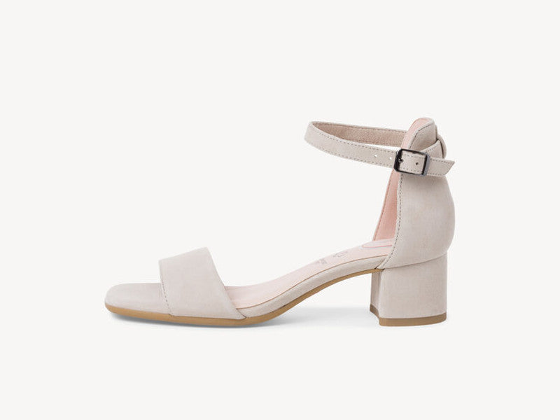 Sandales à talon en cuir velours beige Romy