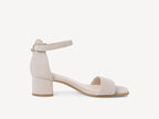 Sandales à talon en cuir velours beige Romy