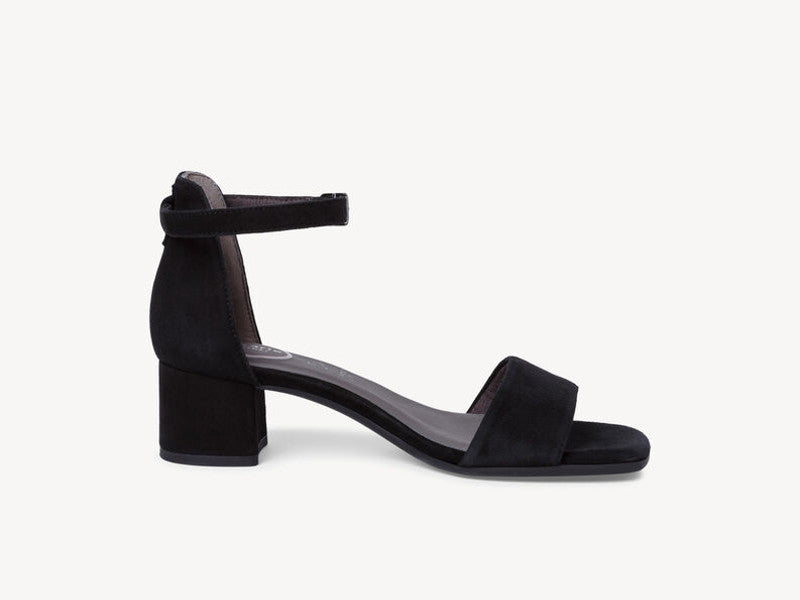 Sandales à talon en cuir velours noir Romy