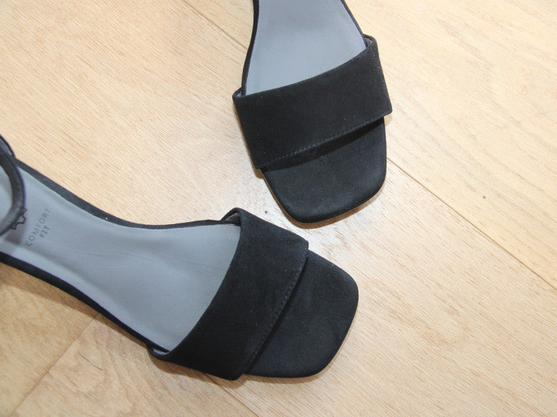 Sandales à talon en cuir velours noir Romy