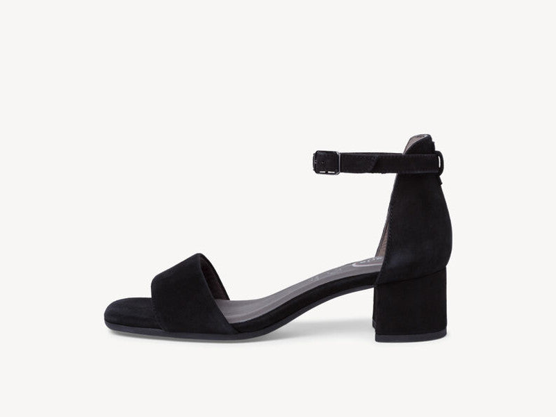 Sandales à talon en cuir velours noir Romy