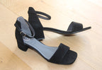 Sandales à talon en cuir velours noir Romy